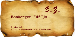 Bamberger Zója névjegykártya